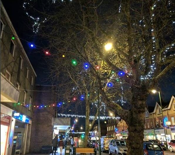 christmas lights on tree 2017 emma took this one Let the town shine!