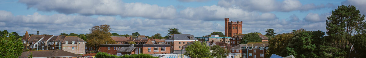 Looking north across the Recreation Ground towards the Water Tower