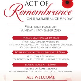 Poster with details of the Remembrance Sunday parade, wreath-laying and Service of Remembrance.