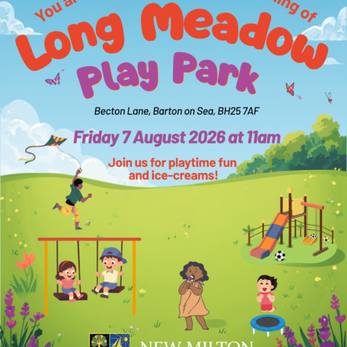 Poster advertising official opening of Long Meadow Play Park